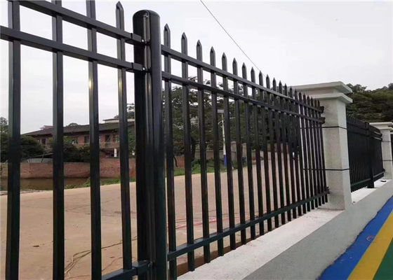 Galvanized Steel Tubular Metal Fence Q195 Or Q235 Black Powder Coated