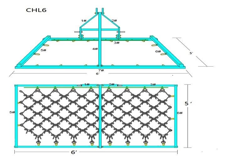 Customized Width 1-6m Disc Harrow for Land Management Length 1-2m or Customized